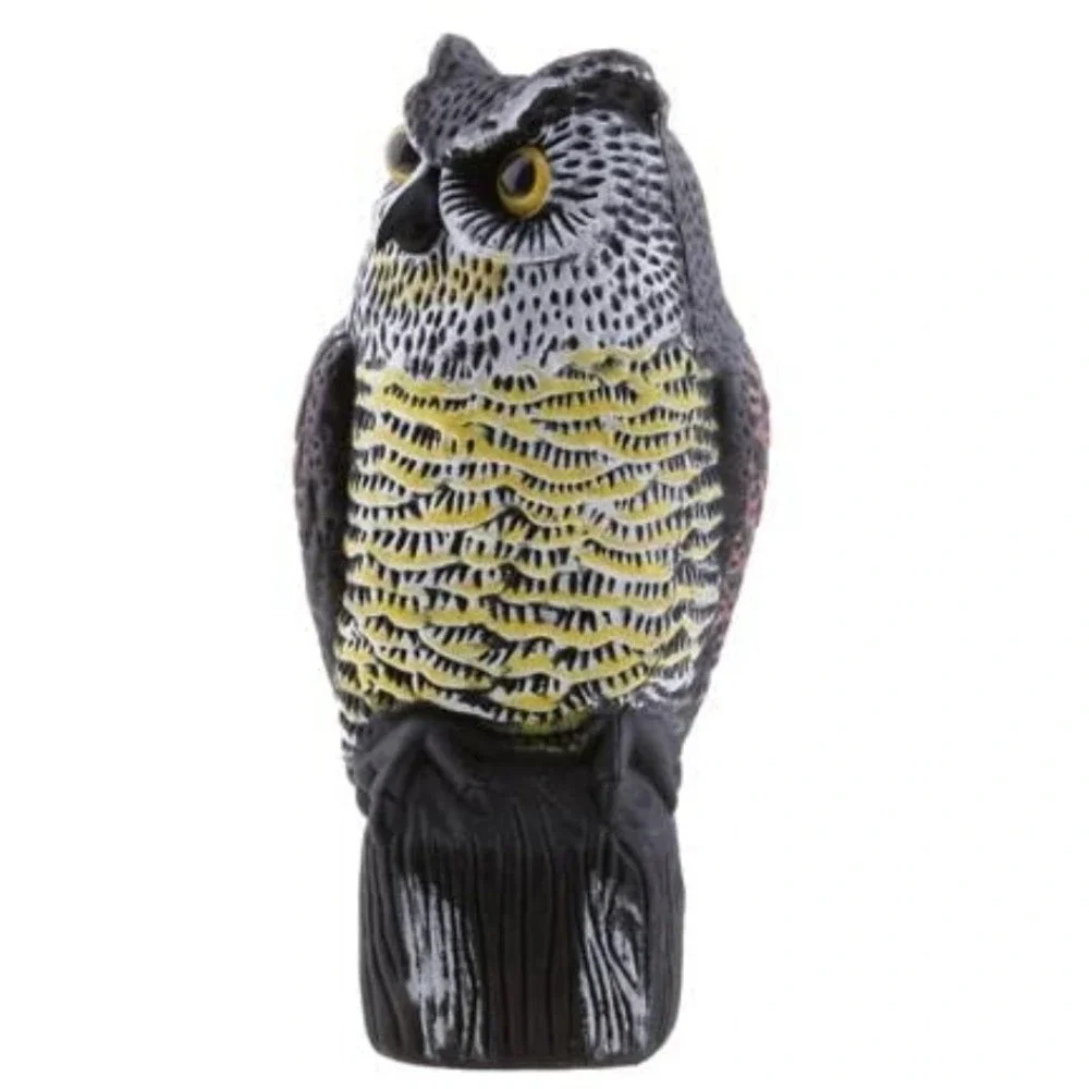 Plastic Owl Decoy Bird Control Garden Yard Outdoor‎ with Rotating Head